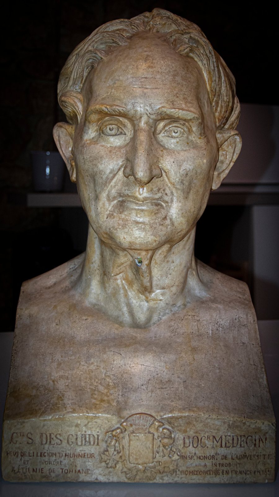 Il conte che portò l'omeopatia in Francia torna a Guardia: la Pro Loco dona al Comune il busto di Sebastiano Guidi Busto in gesso di Sebastiano Guidi visto di fronte