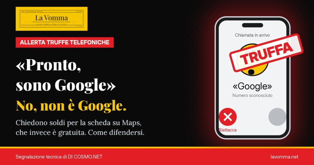 truffa finti operatori google scheda maps copertina